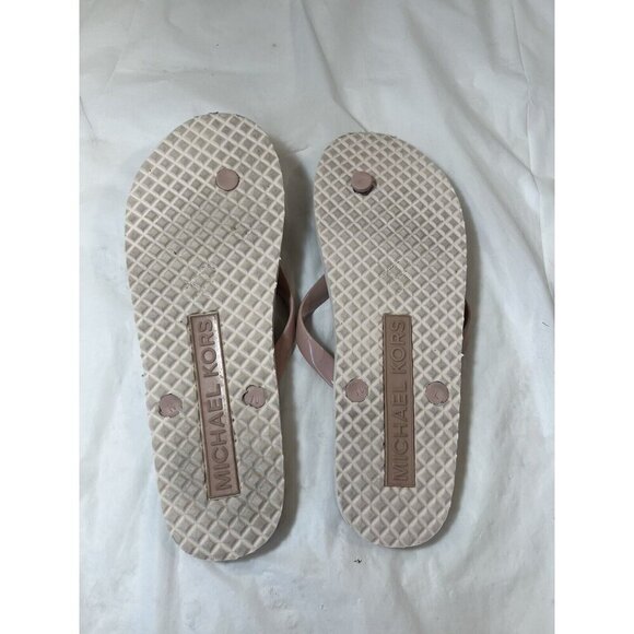 MICHAEL KORS MK FLIP FLOP PVC JET SET PINK GOLD LOGO SANDALS US 10 - Picture 6 of 15